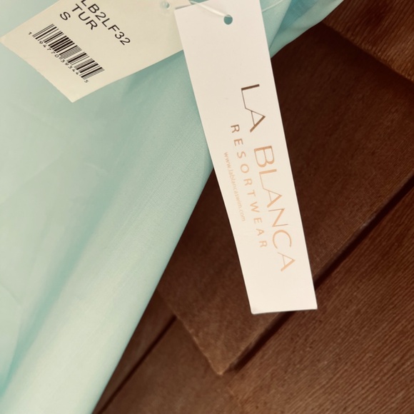 La Blanca Blue Watercolor Resort Wear Swim Coverup Viscose Dress Womens Size S - Picture 9 of 17